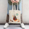 thumbnail image 2 of Stylish Canvas Tote Bag with Vibrant Orange and Pink Splash Design - Perfect for Shopping Travel and Parties, 2 of 4