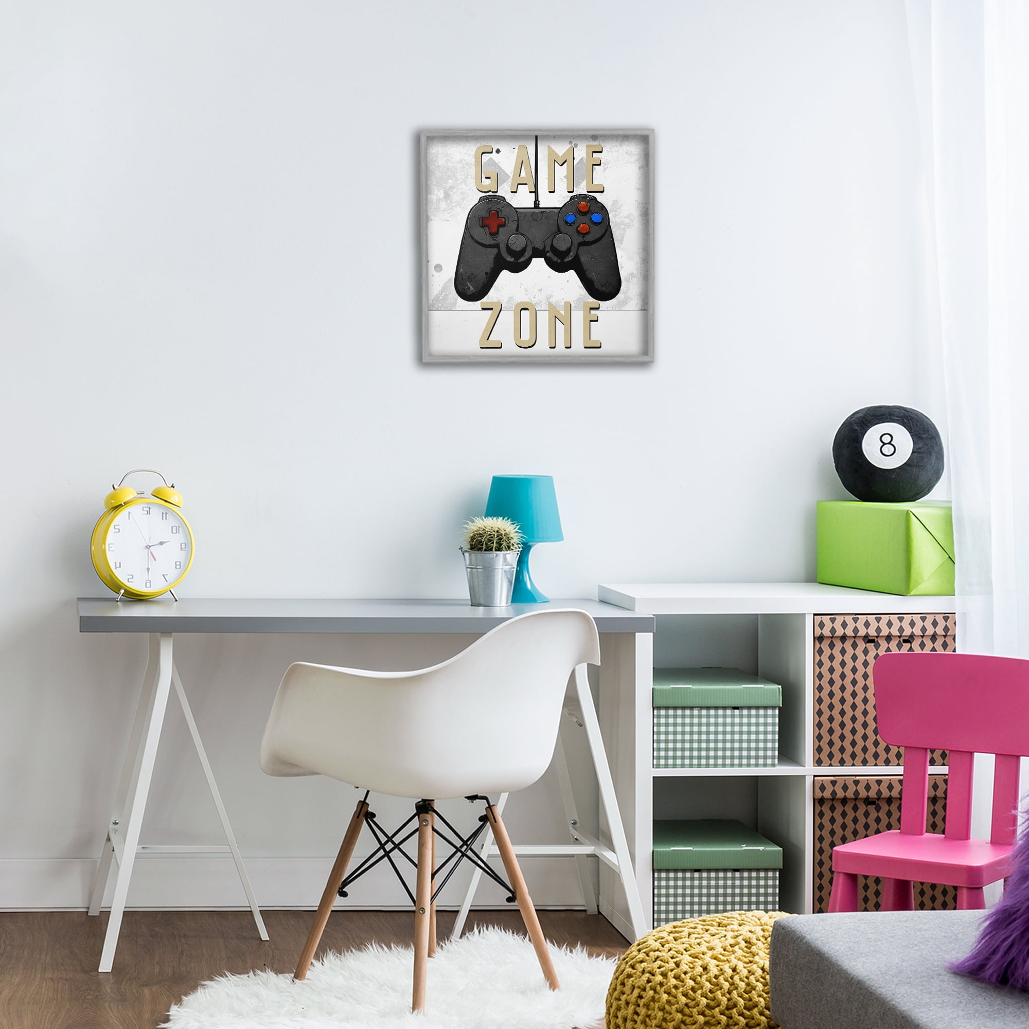 Stupell Industries Game Zone Control Gray Framed Giclee Art, design by Kim Allen