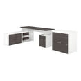 thumbnail image 1 of BBF Jamestown - Table avec Caisson Latéral à 2 Tiroirs - en Forme de L - Gris Orage - base Blanche, 1 of 7