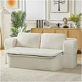 thumbnail image 2 of Cream Convertible Sleeper Sofa Bed, Foldable Futon Couch with Plush Cushion for Living Room, Apartment, No Assembly Needed, 2 of 4