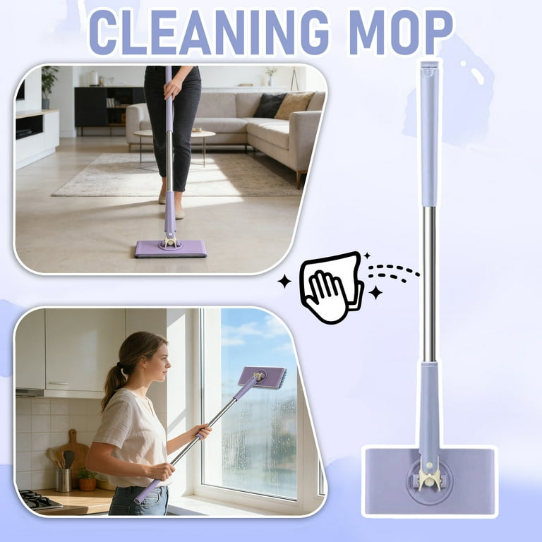 Vloer Mop Met 2 Stuks Doek Sneldrogend Mop Een Mop... - Vicedeal