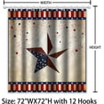 thumbnail image 3 of July 4th Shower Curtain Independence Day Red Blue Shower Curtain for Bathroom Rustic Star American Flag Waterproof Machine Washable Polyester Fabric Bath Curtain with 12 Hooks 72"x72", 3 of 6