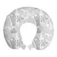 thumbnail image 1 of Leaves Travel Pillow Neck Rest, Exotic Foliage in Pots Urban Tropic Interior Houseplants Cactus Monstera Leaves, Memory Foam Traveling Accessory Airplane and Car, 12", Dark Grey White, by Ambesonne, 1 of 2
