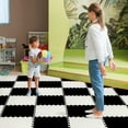 thumbnail image 3 of Supvox 12Pcs Black and White Interlocking Foam Tiles Soft Puzzle Floor Mat for Home, 3 of 6