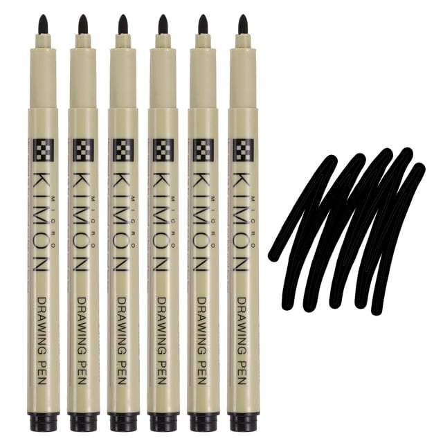 Bolígrafos Fineliner, bolígrafo de dibujo de 1mm de puntas gruesas para esbozar, paquete de 6