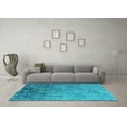 thumbnail image 3 of Ahgly Company Machine Washable Indoor Rectangle Oriental Turquoise Blue Industrial Area Rugs, 4' x 6', 3 of 4