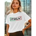 thumbnail image 5 of Women's T-Shirt MILANO ITALY Modern Art Short Sleeve Casual Tee Classic Crew Neck T Shirt for Women White, 2XL, 5 of 7