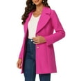 thumbnail image 4 of Abrigo de mujer con solapa y un solo botón, hasta el muslo, talla XL, color rosa intenso, 4 of 6