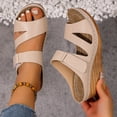 thumbnail image 6 of Dakaela Women Dressy Wedge Sandals Comfortable Walking Soft Leather Platform Slides Arch Support Casual Slip on Summer Shoes Size 6-10 Beige, 6 of 9