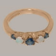 thumbnail image 5 of LBG British Made 10k Rose Gold Natural Sapphire & Opal Womens band Ring - 33 size options - Size 10, 5 of 6