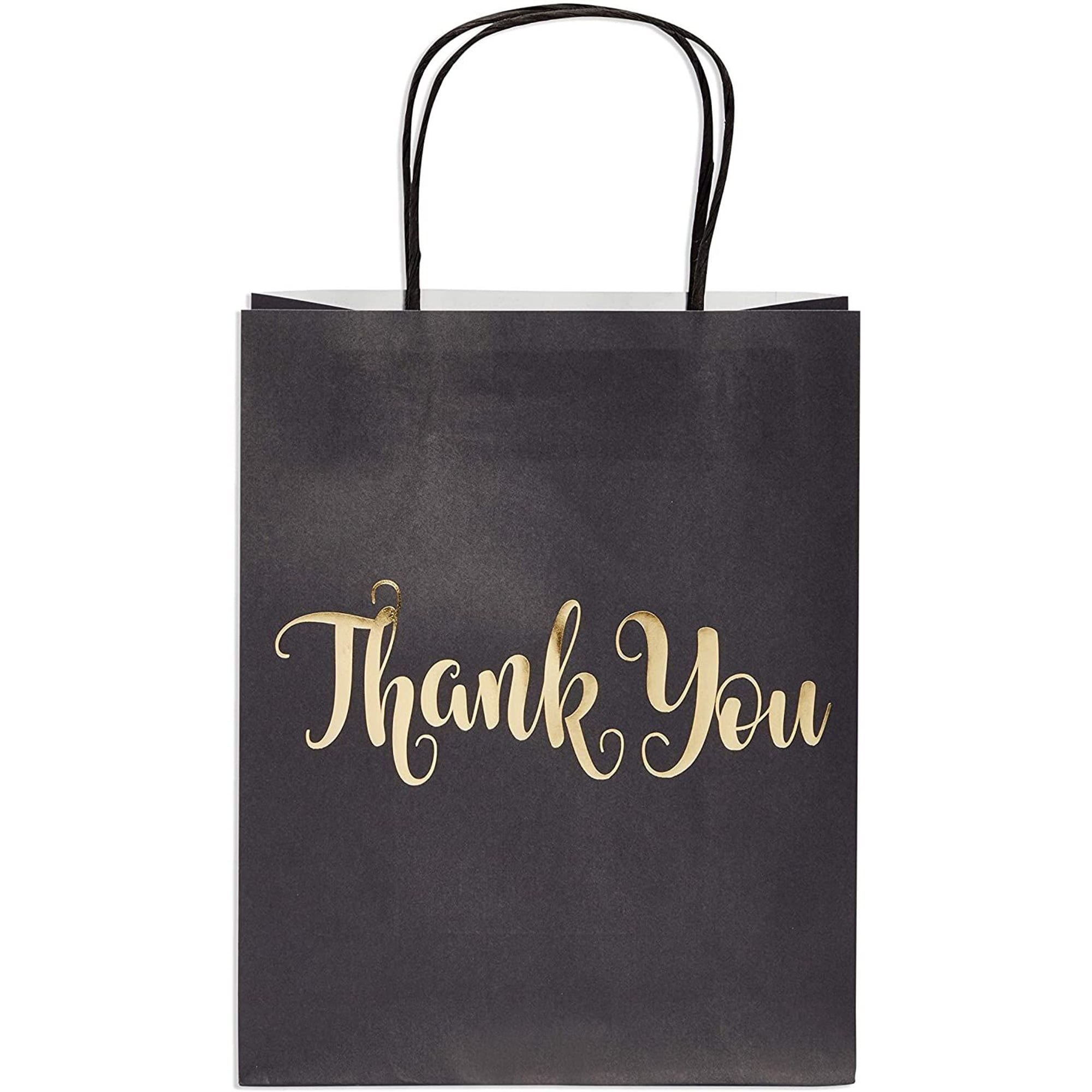 Black and Gold Gift Shopping THANK YOU Bags, 9 x 11