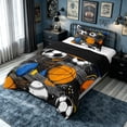 thumbnail image 3 of meiyoeat Sport Football Twin Comforter Sets for Boys, Multisport Graffiti Splash Bedding Set, Black Reversible, 2-Piece, 1 Comforter and 1 Pillowcase, 3 of 6