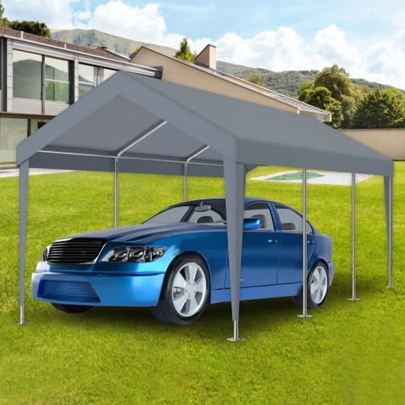 Auto Beyond 12x20ft Carport Replacement Canopy Cover, Waterproof & UV Protected Tarp with 76 Elastic Buckles Suit for Garage Shelter, Frame is Not Included,grey