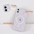 thumbnail image 4 of Magnetic for iPhone 11 Case,Clear Luxury Sparkle Pearly iPhone 11 Phone Case for Girl Woman Lady,Soft Frame Hard PC Back Glitter Sparkly Bling Protective iPhone 11 6.1 inch Case Cover,Purple, 4 of 14