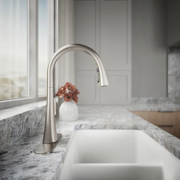 Kohler Guild Pull-down Kitchen Sink Faucet with Three-function Sprayhead Stainless Steel
