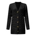 thumbnail image 4 of Quealent Womens Cardigan Sweaters Chunky Cotton Blended Button Down Clothes Fall Long Sleeve Outfits 2025 Winter Trendy Black for Size S, 4 of 4