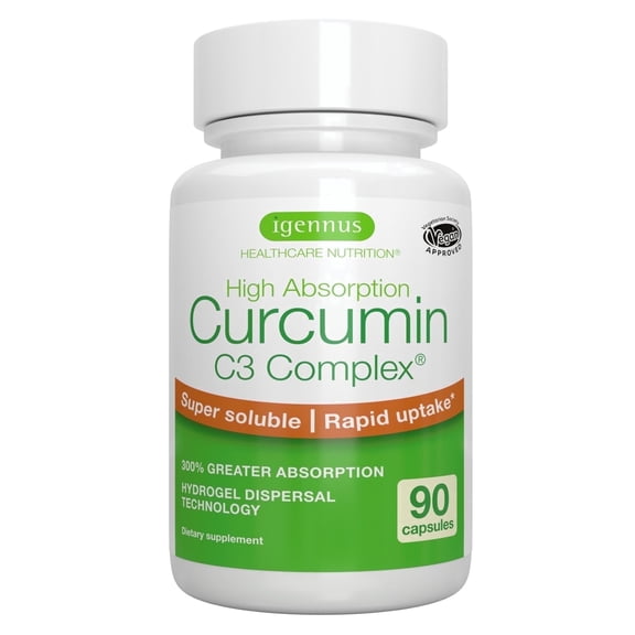 Igennus Advanced Curcumin C3 Complex, 300% Greater Absorption & Rapid Uptake, 95% Standardised Extract, 90 Servings, Clean Label, Vegan Supplement, 1-a-Day, 90 Capsules