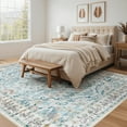 thumbnail image 6 of Toyoso 9x12 Area Rug Living Room Rugs - Vintage boho Decor Floral Area Rugs for Bedroom Dining Room Machine Washable Farmhouse Floral Carpet- Teal, 6 of 8