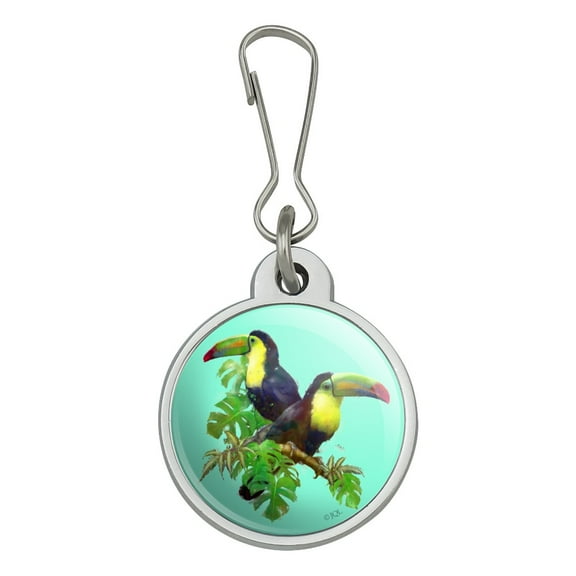 Toucan Tropics Tropical Rainforest Watercolor Jacket Handbag Purse Luggage Backpack Zipper Pull Charm