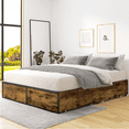 thumbnail image 2 of Einfach Full Size Metal Platform Bed Frame with 4 XL Storage Drawers and Footboard, Unique Design, Brown, 2 of 8