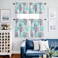 thumbnail image 2 of Abstract Ocean Kitchen Curtains Valances and Tiers Set of 3 Summer Coral Pattern Dark Blue Teal Grey Tier Curtains and Valance with Rod Pocket for Small Windows, 27.5"x36", 2 of 9