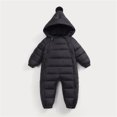 thumbnail image 2 of Curuila Toddler Boys Girls Coats Long Sleeve Solid Color Winter Jacket With Zipper Hooded Jumpsuit Long Outwear Black Size 18-36 Months, 2 of 4