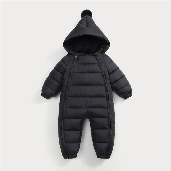 Baby Winter Snowsuit Coat Cute Romper Hooded Footie Light Jumpsuit Down Puffer Coat Romper Baby Boy Girl Winter Clothes 12-18 Months