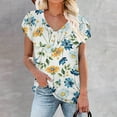 thumbnail image 2 of Pompotops Mode Femme Été Col en V Manches Courtes Imprimé T-shirt Blouse Décontractée Liquidation, 2 of 6
