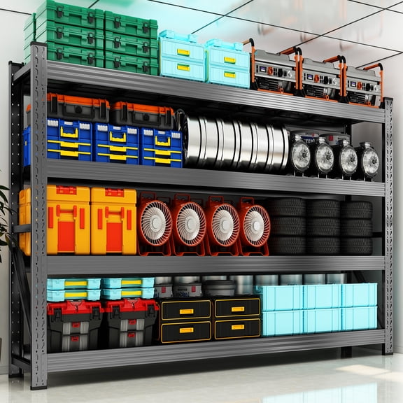 Yamissi 4-Shelf Metal Storage Shelf Unit, Black, Holds up to 660 lb Per Shelf, Heavy Duty Height Adjustable Garage Shelves, 59.1"W x 23.6"D x 59.1"H