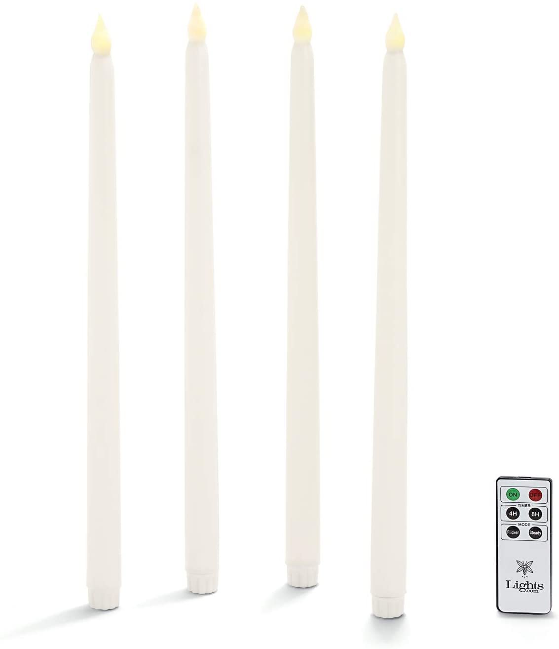 Flameless Taper Candle with Timer, 15 Inch Candle Set, Warm White Flickering LED Light, Ivory
