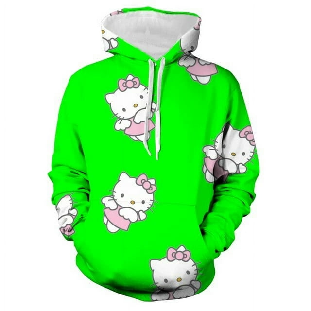 Chandail à Capuchon Kawaii Hello Kitty pour Femmes, Chandail d'Automne Ample, Haut Ample, Chandail Coréen, Mode pour Femmes, Chandail à Capuchon Hello Kitty Anime
