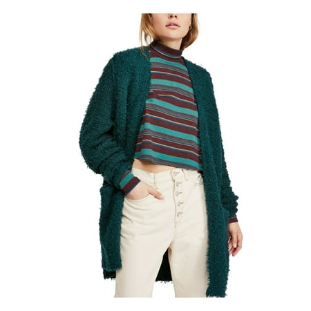 FREE PEOPLE Womens Green Long Sleeve Open Cardigan Sweater Size: S