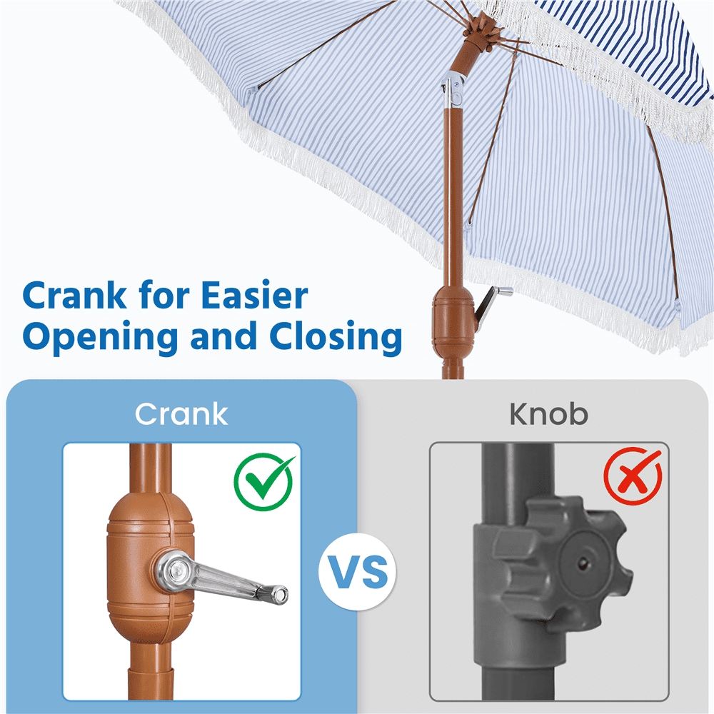 Renwick 9Ft Garden Patio Umbrella with Crank Operating Mechanism, Blue/White