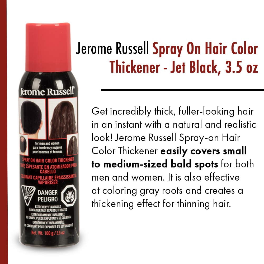 Jerome Russell Hair Color Thickener for Thinning Hair, Jet Black 3.5 oz