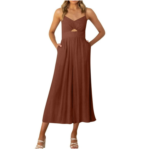 Mono de mujer Mamelucos Overoles Moda Verano Sólido Bolsillo Casual Sin mangas Tirante Mono Odeerbi ODB-2
