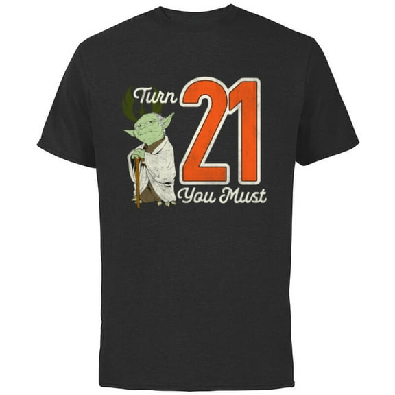 Star Wars Yoda 21st Birthday - Short Sleeve Cotton T-Shirt for Adults - Customized-Black