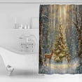 thumbnail image 4 of Small Stall Shower Curtain 48x72 Inch Narrow Half Size Christmas Elk Bath Curtains Bathroom Decor Xmas Tree Snowflake Winter Waterproof Fabric Shower Curtain Set with Hooks 48 Inch, 4 of 6