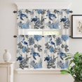 thumbnail image 3 of Kitchen Window Curtains Valance and Tier Set, Retro Blue Sea Turtles Corals Rod Pocket Tier Curtain Valance Set, Watercolor Marine Life Light Filtering Cafe Curtains for Bedroom Living Room, 3 of 9