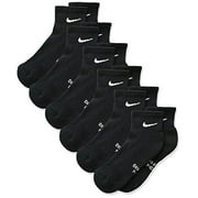 NIKE Kids' Unisex Everyday Cushioned Ankle Socks (6 Pairs), Black/White, Medium