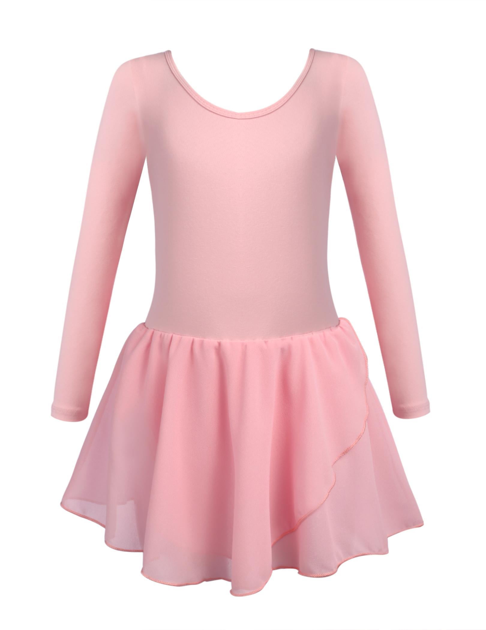 Girls Ballet Leotard Long Sleeve Open Back Dance Dress Gymnastic