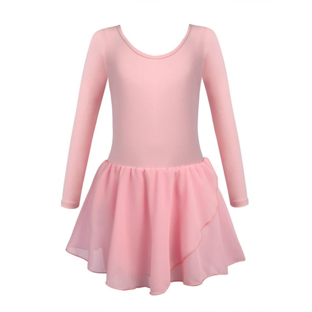 Girls Ballet Leotard Long Sleeve Open Back Dance Dress Gymnastic