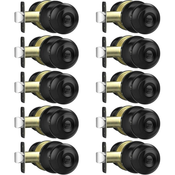 Privacy Door Knob Brushed Nickel Door Knobs Interior Keyless Locks Set Bedroom Bathroom Door Knob with Lock Reversible for Left/Right Door Handle