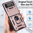thumbnail image 2 of for Samsung Galaxy Z Flip 4 Case, with Ring Kickstand and Camera Protection,Heavy Duty Protective Shockproof Protective Rubber PC Phone Back Cover for Samsung Galaxy Z Flip 4 5G 2022, Rosegold, 2 of 8