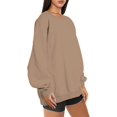 thumbnail image 3 of ORUYROP Chandails en Molleton Surdimensionnés pour Femmes Manches Longues Col Rond Chandail Décontracté Ample Couleur Unie Polaire Tops Pulls, 3 of 7