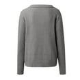 thumbnail image 4 of Cnbwig Women's Pullover Sweater Stylish Knit Top Casual Outings Solid Color Lapel Shirts Long Sleeve Knitted Tops Everyday Wear B-Grey XL, 4 of 6