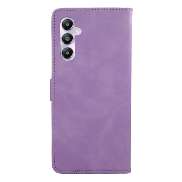 Funda Cartera Suave Cely Vesmir Para Samsung A05s Morado Más 2 Micas De Cristal