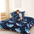 thumbnail image 4 of Erosebridal Cartoon Marine Shark Full Size Comforter Sets 3 Pieces For Kids Children,Kawaii Ocean Animal Bedding Sets For Boys Girls,Navy Blue Reversible, 4 of 6