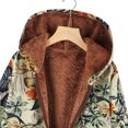 thumbnail image 5 of Veste en Denim pour Femmes, Veste à Capuche Chaude Imprimée Florale pour Femmes, Manches Longues, Fermeture Éclair, Grande Taille, Chandail en Molleton, 5 of 5