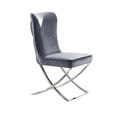 thumbnail image 3 of Waden Side Dining Chair Set of 2-Chrome Metal-Gray Button Tufted Velvet, 3 of 6