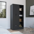 thumbnail image 6 of Miekor Furniture Armoire 71H" with 1-Drawer and 4-Tier Open Shelves, 2 Doors, Black B5A7687, 6 of 6